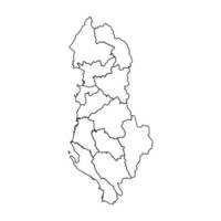 Outline Sketch Map of Albania With States and Cities vector