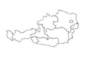 Outline Sketch Map of Austria With States and Cities vector