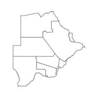 contorno bosquejo mapa de Botswana con estados y ciudades vector