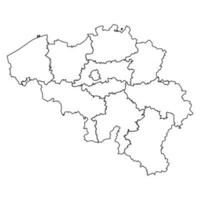 Outline Sketch Map of Belgium With States and Cities vector