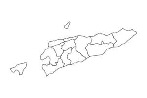 Outline Sketch Map of East Timor With States and Cities vector