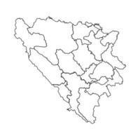 Outline Sketch Map of Bosnia and Herzegovina With States and Cities vector