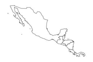 Outline Sketch Map of Central America With Countries vector