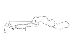 Outline Sketch Map of Gambia With States and Cities vector