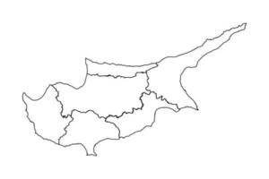 Outline Sketch Map of Cyprus With States and Cities vector