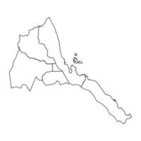 contorno bosquejo mapa de eritrea con estados y ciudades vector