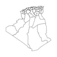 Outline Sketch Map of Algeria With States and Cities vector
