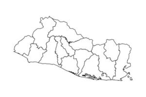 Outline Sketch Map of El Salvador With States and Cities vector