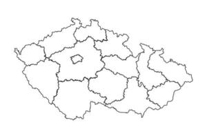 Outline Sketch Map of Czech Republic With States and Cities vector