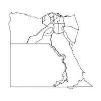 Outline Sketch Map of Egypt With States and Cities vector