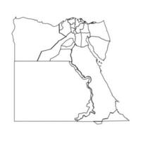 Outline Sketch Map of Egypt With States and Cities vector