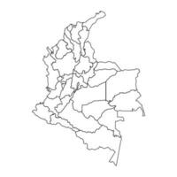 contorno bosquejo mapa de Colombia con estados y ciudades vector