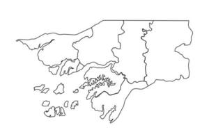 contorno bosquejo mapa de Guinea Bissau con estados y ciudades vector