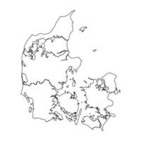 Outline Sketch Map of Denmark With States and Cities vector