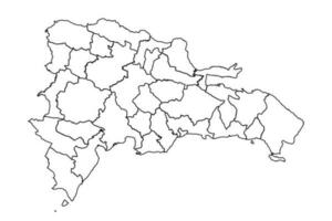 contorno bosquejo mapa de dominicano república con estados y ciudades vector