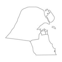 Outline Sketch Map of Kuwait With States and Cities vector