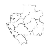 Outline Sketch Map of Gabon With States and Cities vector