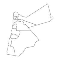 Outline Sketch Map of Jordan With States and Cities vector