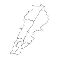 Outline Sketch Map of Lebanon With States and Cities vector