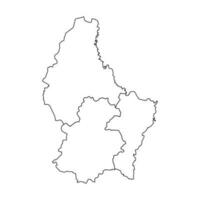 Outline Sketch Map of Luxembourg With States and Cities vector