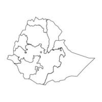 Outline Sketch Map of Ethiopia With States and Cities vector