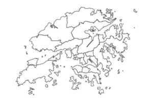 contorno bosquejo mapa de hong kong con estados y ciudades vector