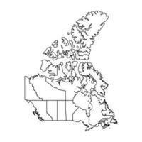 contorno bosquejo mapa de Canadá con estados y ciudades vector