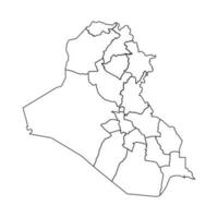 contorno bosquejo mapa de Irak con estados y ciudades vector