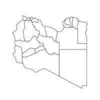 Outline Sketch Map of Libya With States and Cities vector