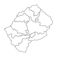 Outline Sketch Map of Lesotho With States and Cities vector