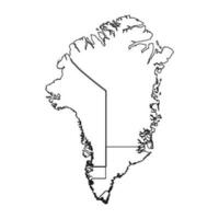 Outline Sketch Map of Greenland With States and Cities vector