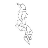 Outline Sketch Map of Malawi With States and Cities vector