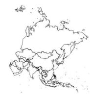 Outline Sketch Map of Asia With Countries vector