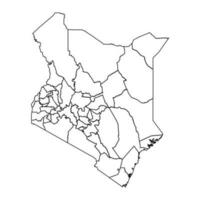 Outline Sketch Map of Kenya With States and Cities vector