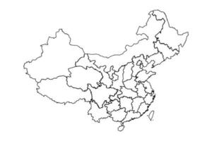 Outline Sketch Map of China With States and Cities vector