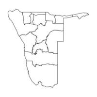 Outline Sketch Map of Namibia With States and Cities vector