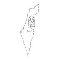 contorno bosquejo mapa de Palestina con estados y ciudades vector