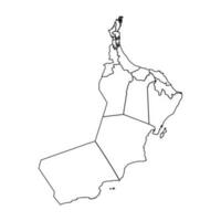 Outline Sketch Map of Oman With States and Cities vector