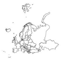 Outline Sketch Map of Europe With Countries vector