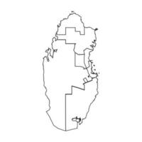 Outline Sketch Map of Qatar With States and Cities vector