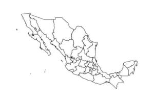 Outline Sketch Map of Mexico With States and Cities vector