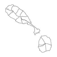 Outline Sketch Map of Saint Kitts and Nevis With States and Cities vector