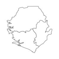 Outline Sketch Map of Sierra Leone With States and Cities vector