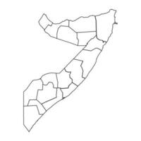 Outline Sketch Map of Somalia With States and Cities vector