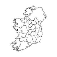 Outline Sketch Map of Ireland With States and Cities vector