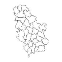 Outline Sketch Map of Serbia With States and Cities vector