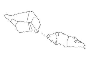 contorno bosquejo mapa de Samoa con estados y ciudades vector