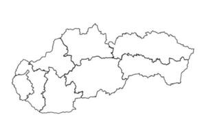 Outline Sketch Map of Slovakia With States and Cities vector