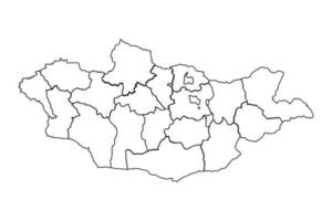 Outline Sketch Map of Mongolia With States and Cities vector