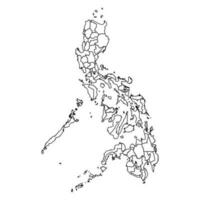 contorno bosquejo mapa de Filipinas con estados y ciudades vector